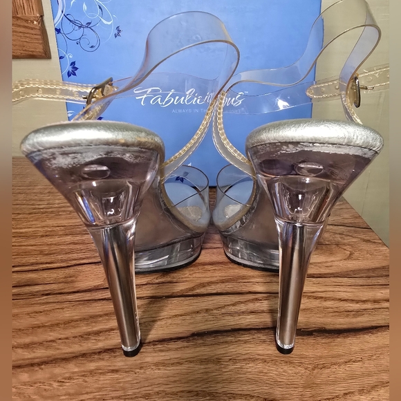 NPC BODYBUILDING HEELS, Pleaser Fabulicious LIP108 5" Clear Heels Women Size 7M - Picture 8 of 16